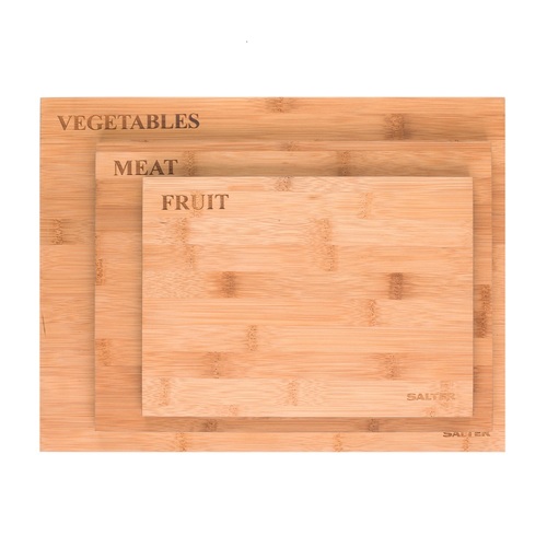 Salter 3 Piece Bamboo Chopping Board Modern Design Set For Fruit Meat Vegetable