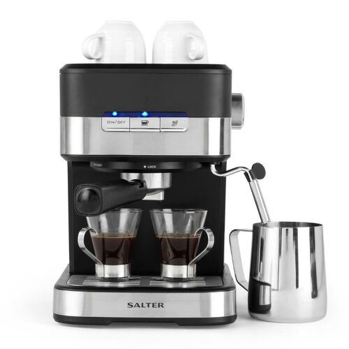 Salter Espresso Pro Coffee Machine, 15 Bar Pressure Pump w/ Milk Frothing Wand